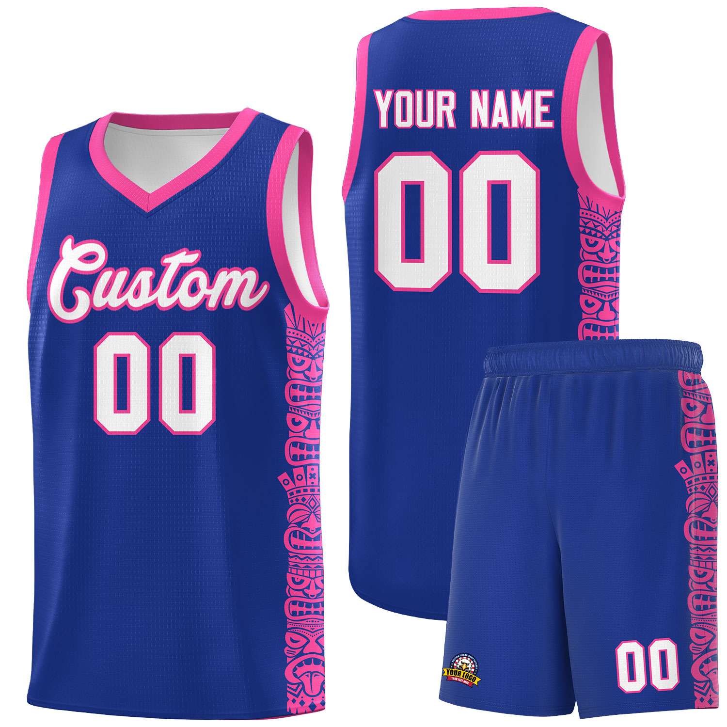 Custom Royal Pink Personalized Indians Pattern Sets Sports Uniform Basketball Jersey