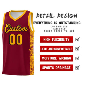 Custom Crimson Yellow Personalized Indians Pattern Sets Sports Uniform Basketball Jersey