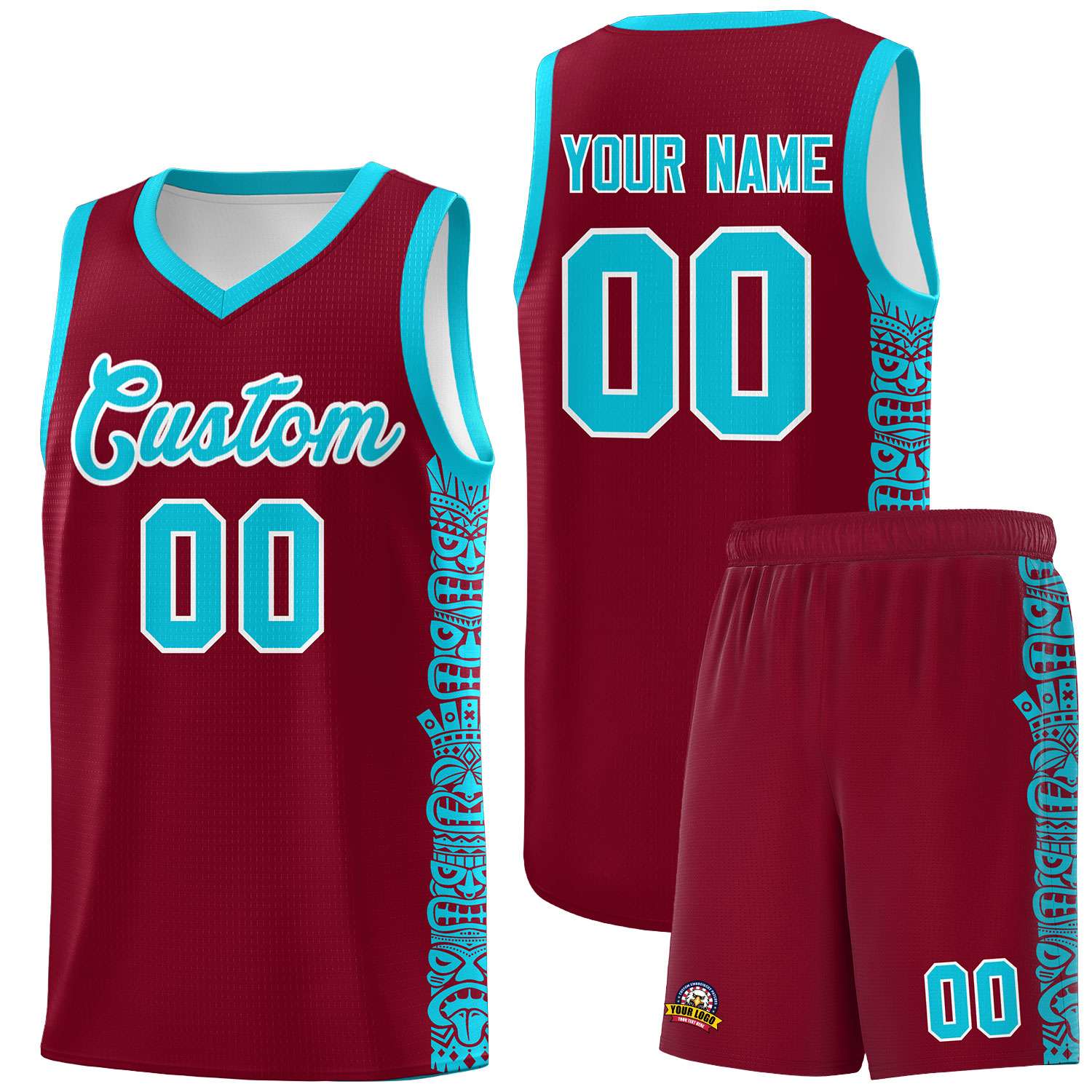 Custom Crimson Sky Blue Personalized Indians Pattern Sets Sports Uniform Basketball Jersey