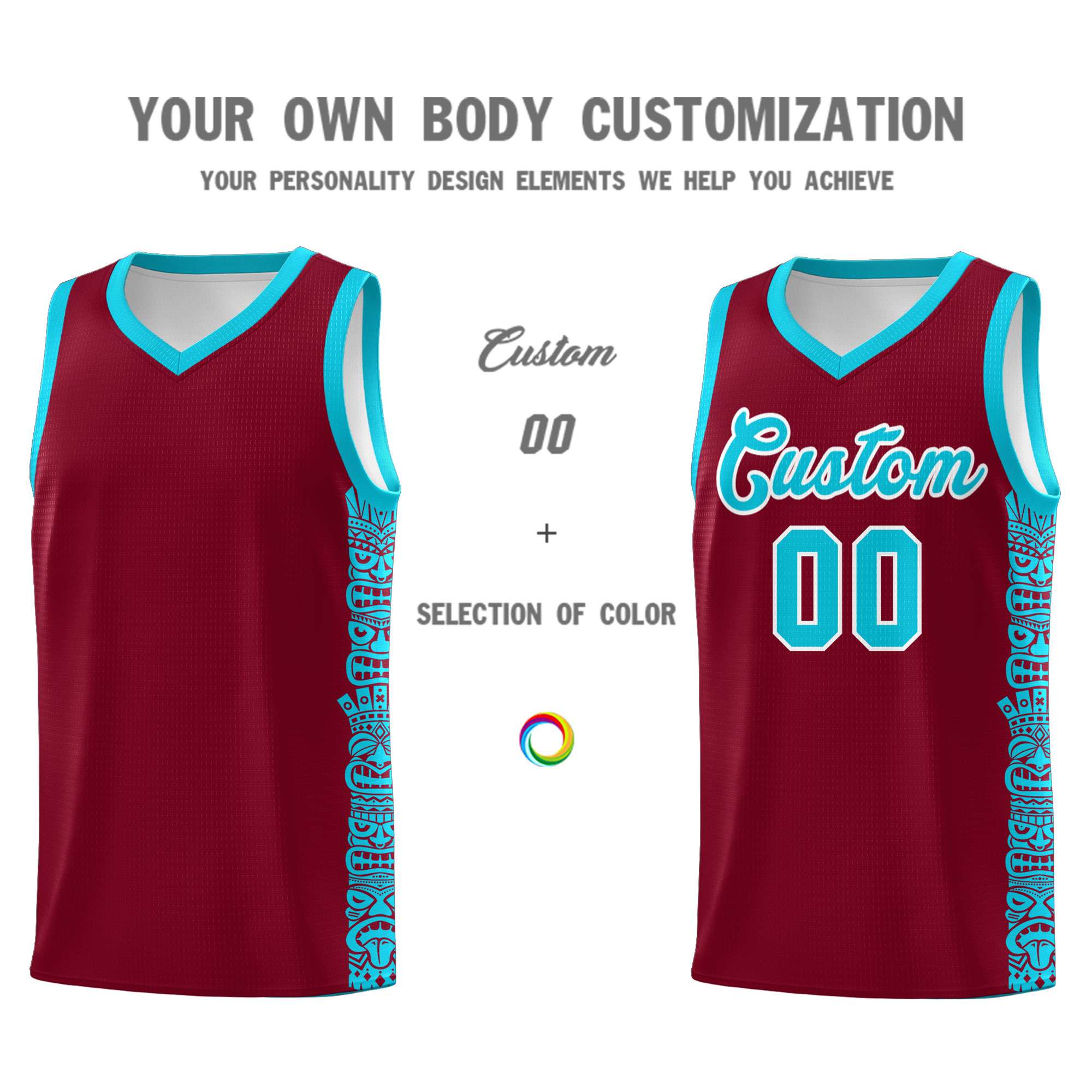 Custom Crimson Sky Blue Personalized Indians Pattern Sets Sports Uniform Basketball Jersey