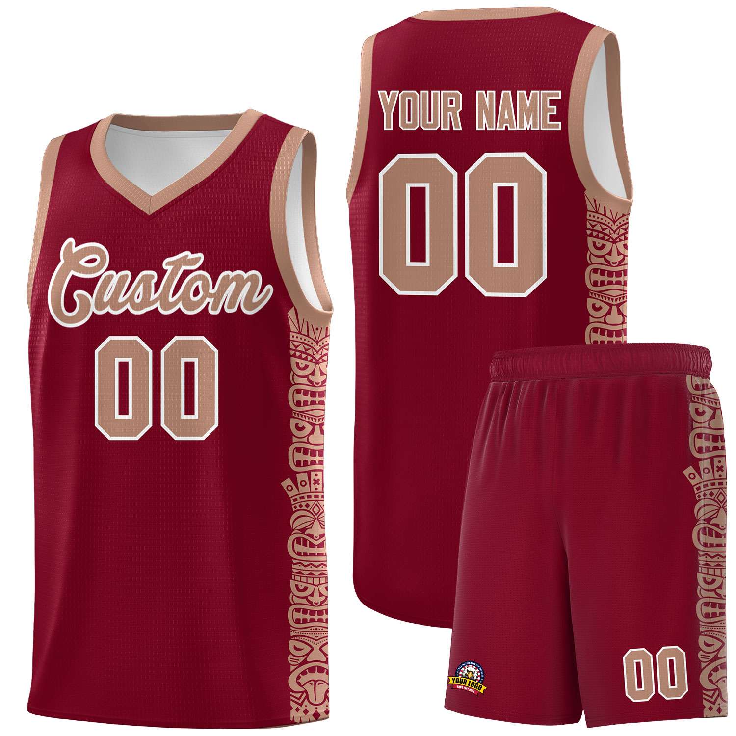 Custom Crimson Teabrown Personalized Indians Pattern Sets Sports Uniform Basketball Jersey