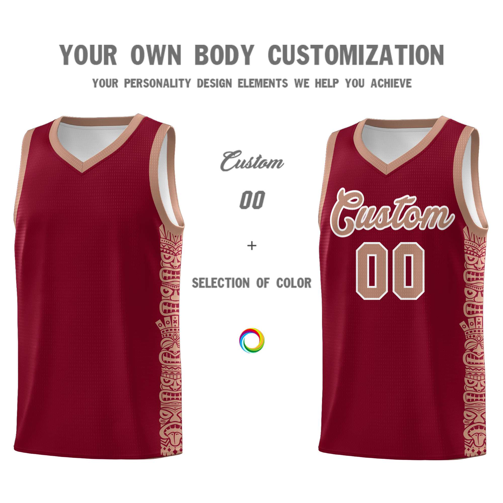 Custom Crimson Teabrown Personalized Indians Pattern Sets Sports Uniform Basketball Jersey