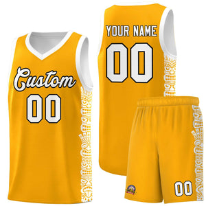 Custom Yellow White Personalized Indians Pattern Sets Sports Uniform Basketball Jersey