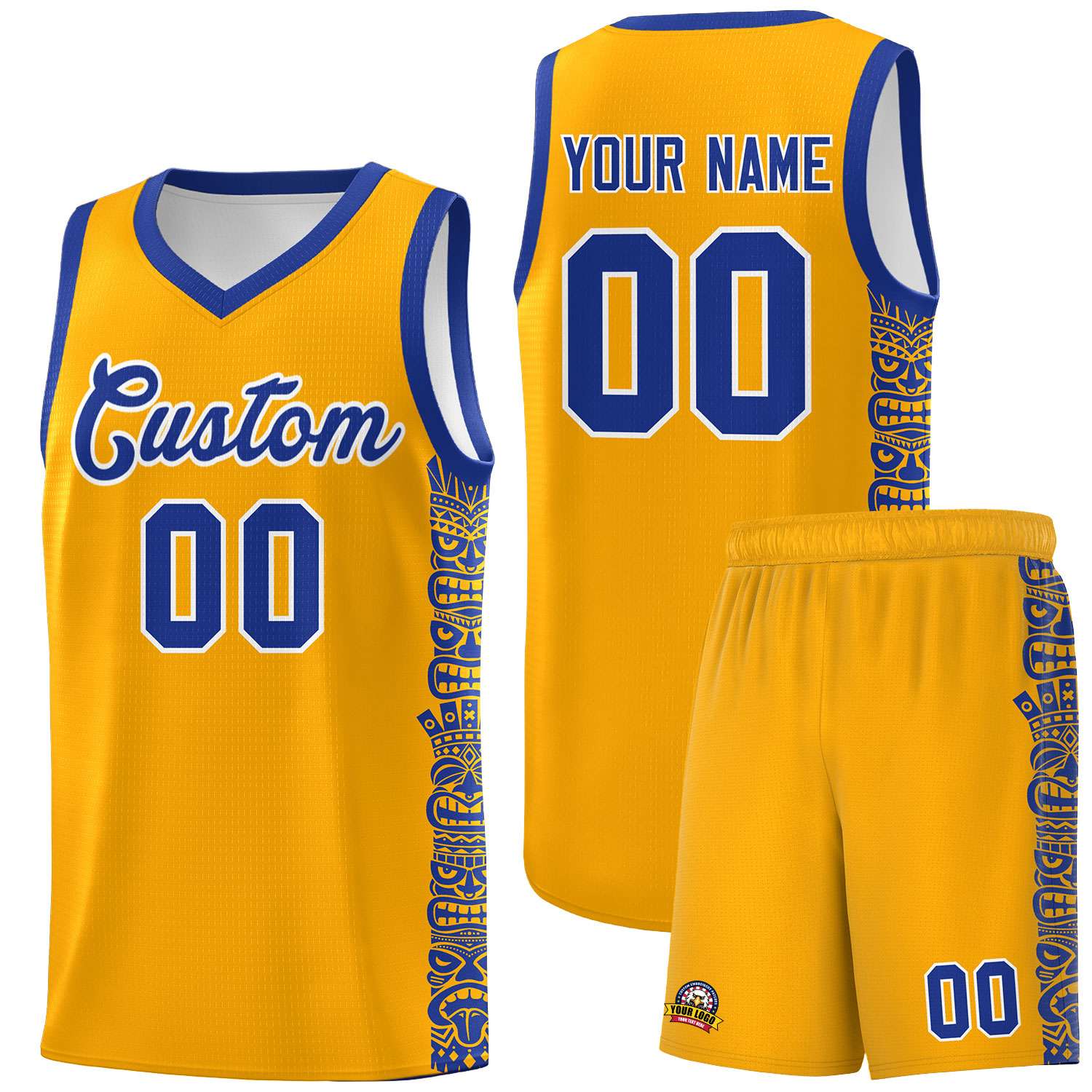 Custom Yellow Royal Personalized Indians Pattern Sets Sports Uniform Basketball Jersey