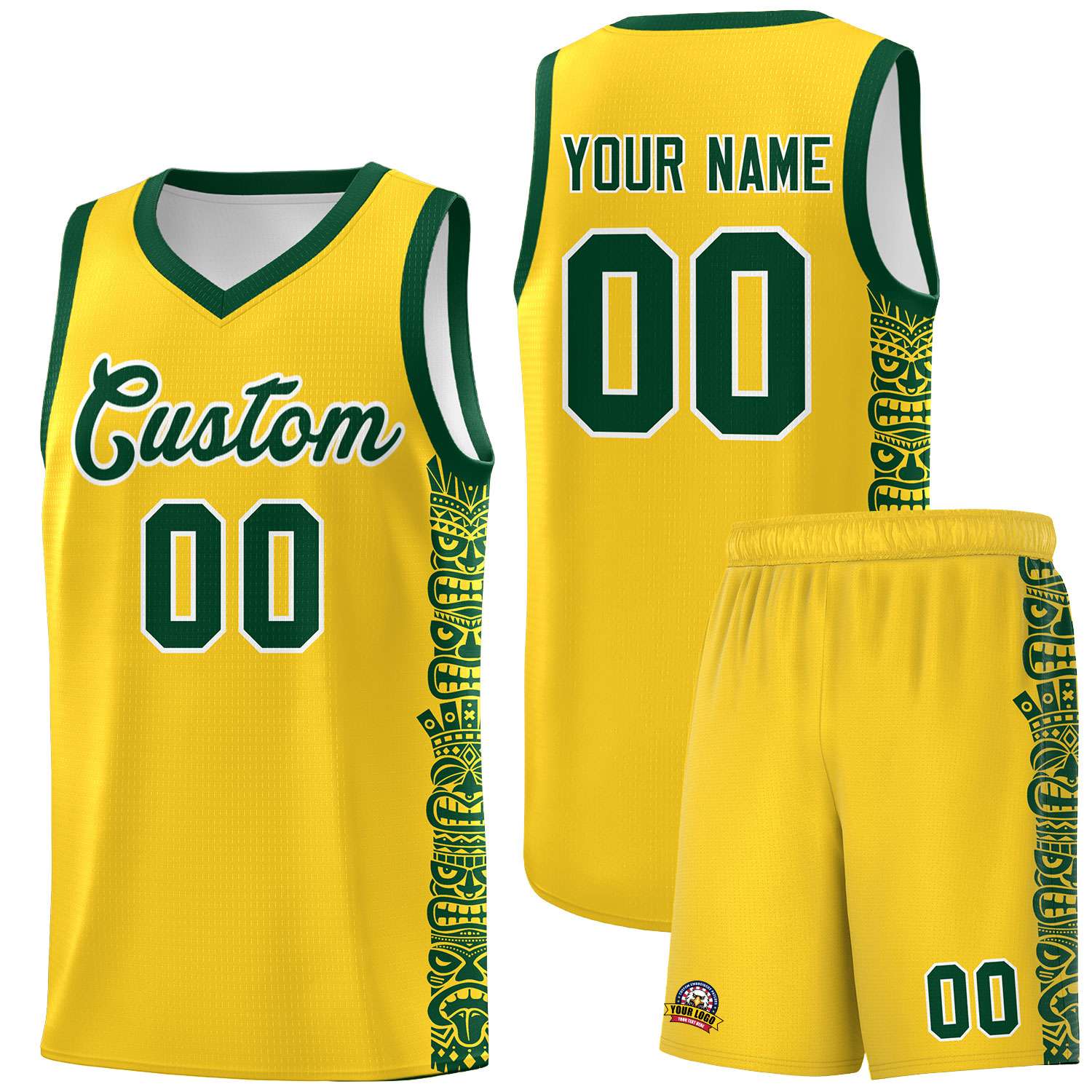 Custom Gold Gold Personalized Indians Pattern Sets Sports Uniform Basketball Jersey