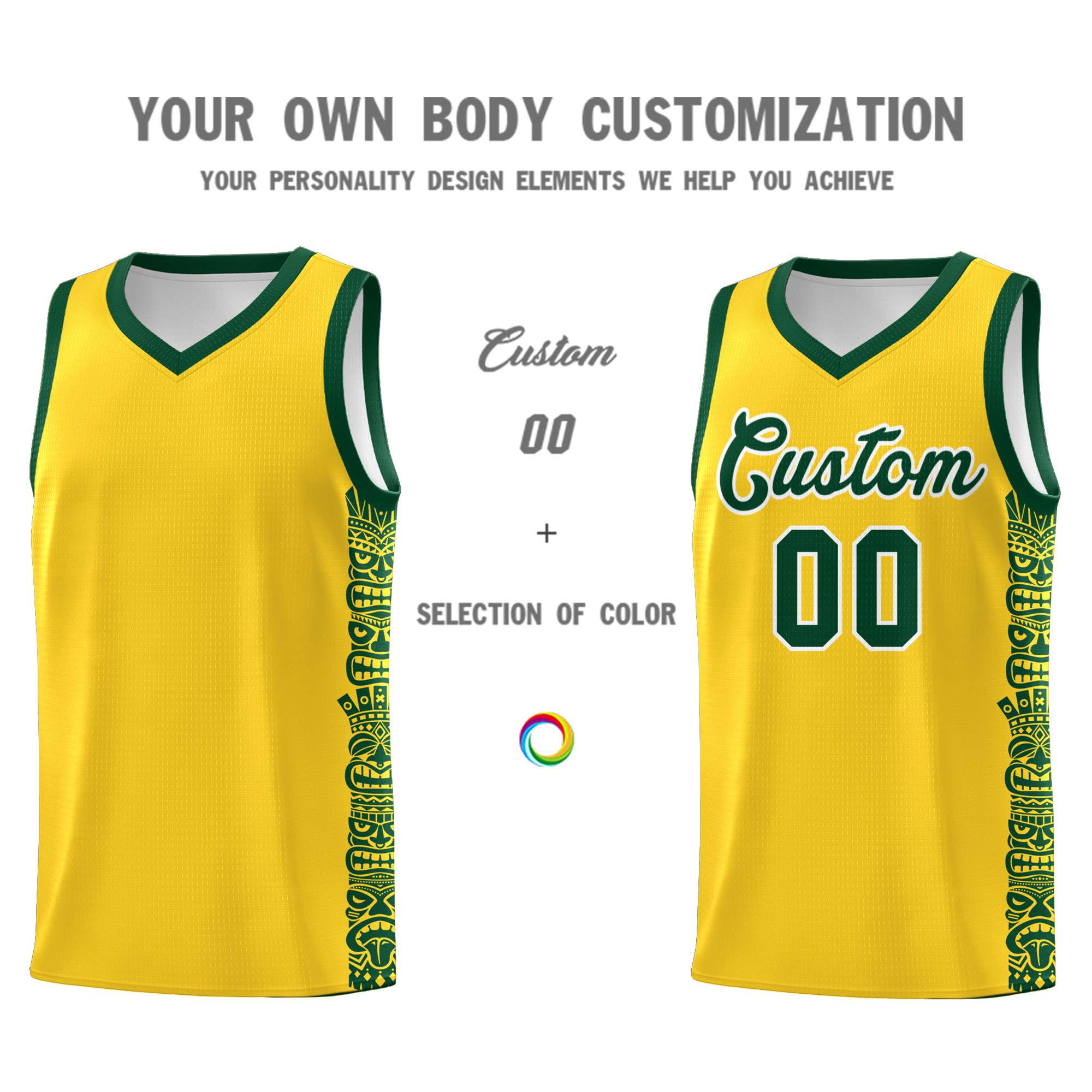 Custom Gold Gold Personalized Indians Pattern Sets Sports Uniform Basketball Jersey