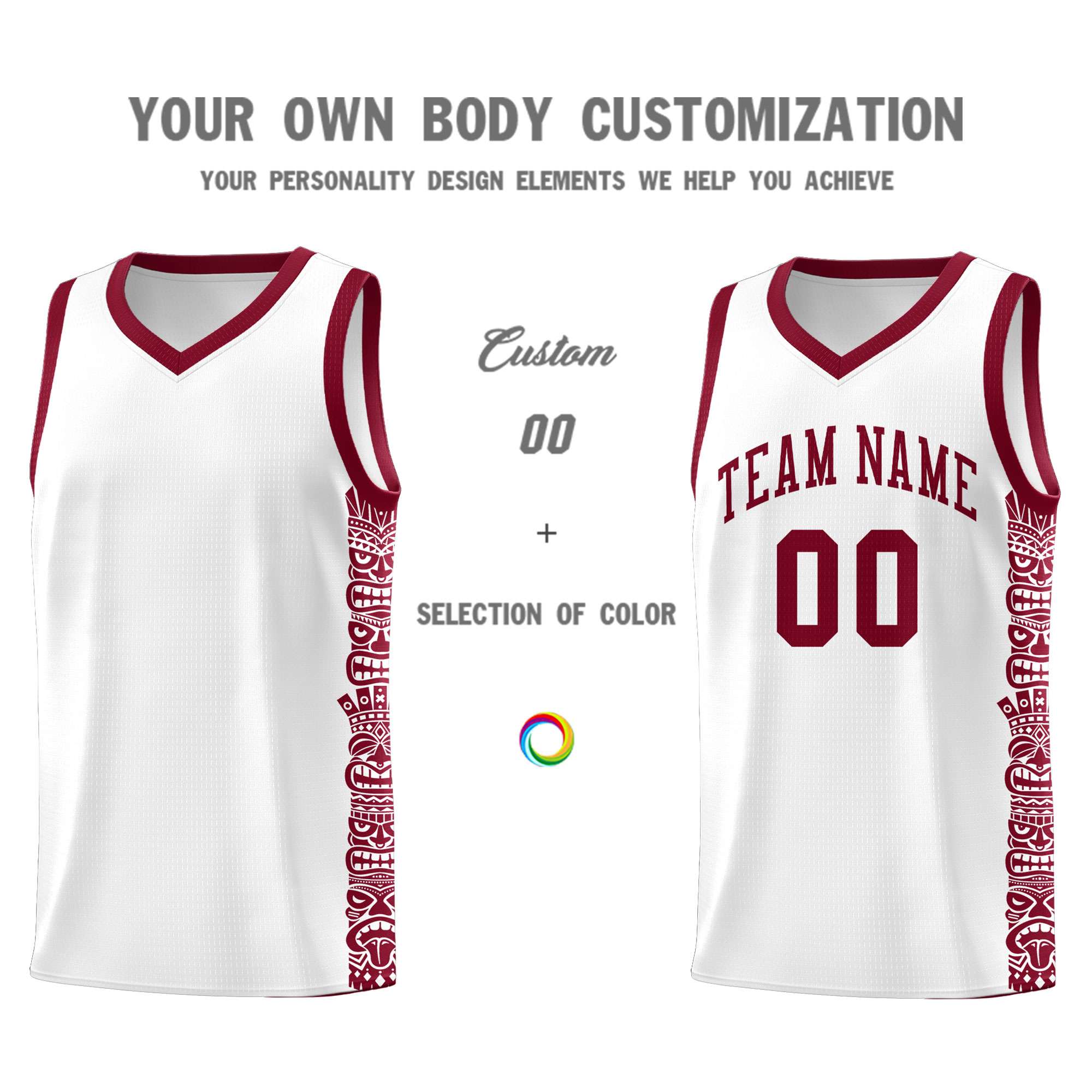 Custom White Crimson Personalized Indians Pattern Sets Sports Uniform Basketball Jersey