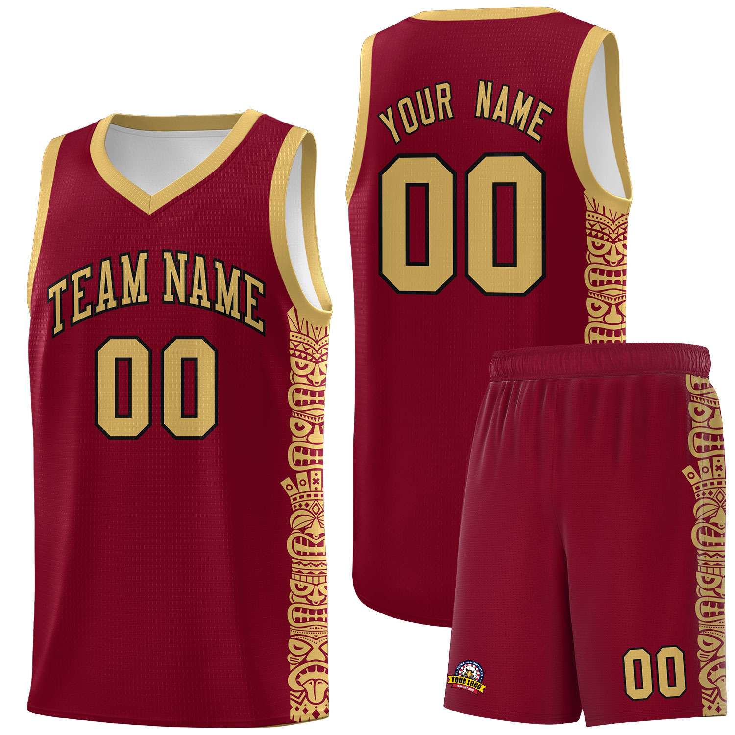 Custom Crimson Old Gold Personalized Indians Pattern Sets Sports Uniform Basketball Jersey