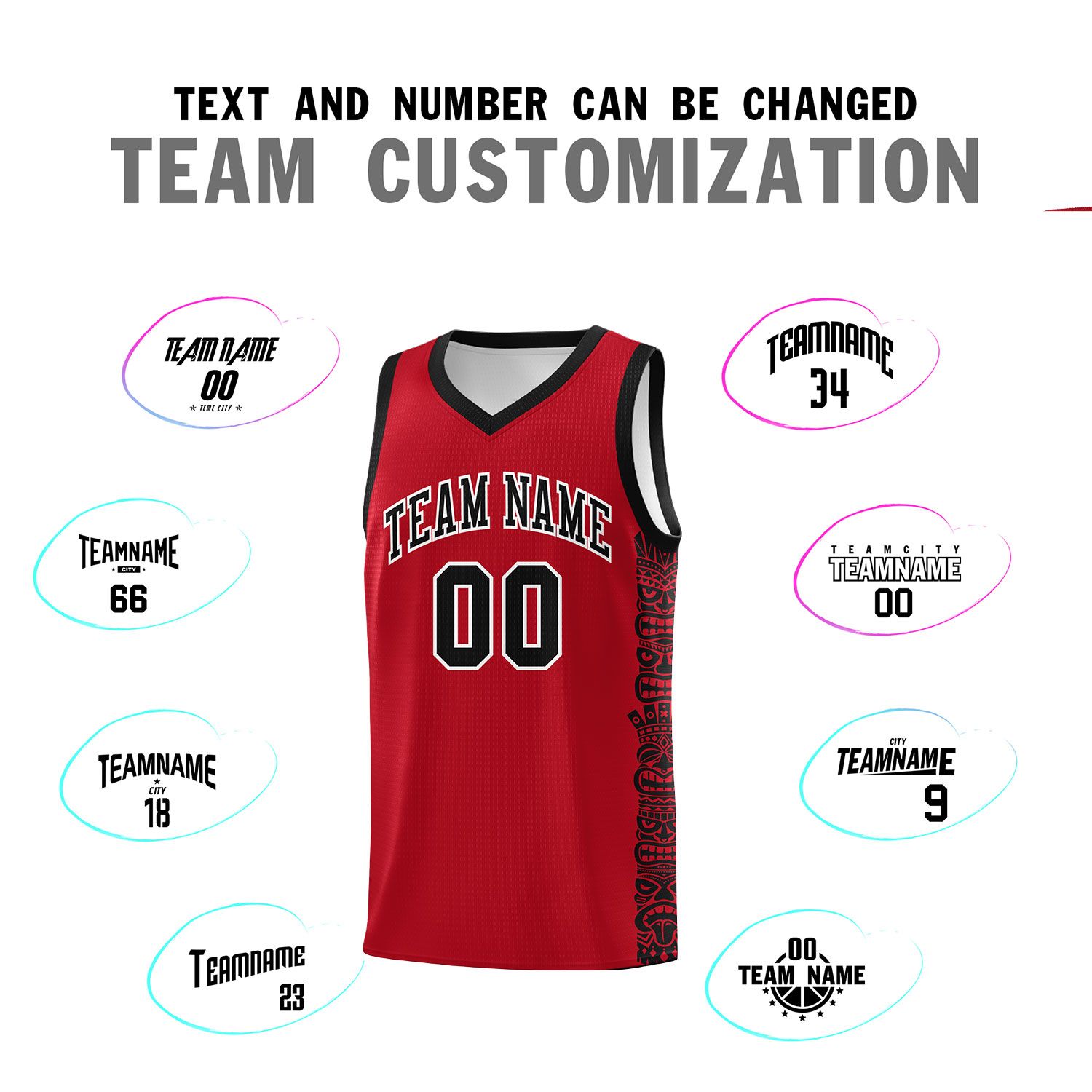 Custom Red Black Personalized Indians Pattern Sets Sports Uniform Basketball Jersey