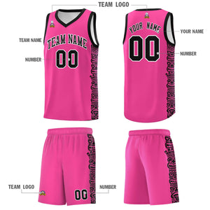 Custom Pink Black Personalized Indians Pattern Sets Sports Uniform Basketball Jersey