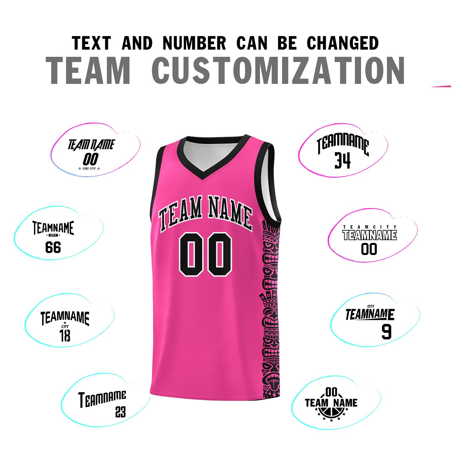 Custom Pink Black Personalized Indians Pattern Sets Sports Uniform Basketball Jersey