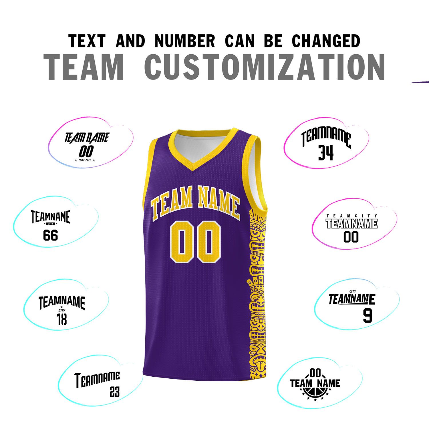 Custom Purple Gold Personalized Indians Pattern Sets Sports Uniform Basketball Jersey