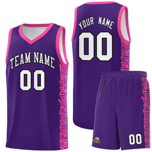 Custom Purple Pink Personalized Indians Pattern Sets Sports Uniform Basketball Jersey