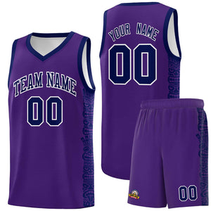 Custom Purple Navy Personalized Indians Pattern Sets Sports Uniform Basketball Jersey