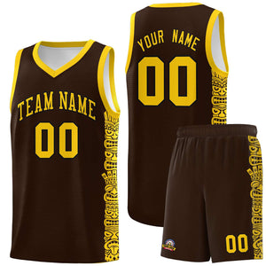 Custom Brown Gold Personalized Indians Pattern Sets Sports Uniform Basketball Jersey