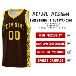 Custom Brown Gold Personalized Indians Pattern Sets Sports Uniform Basketball Jersey