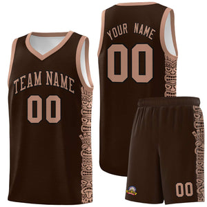 Custom Brown Teabrown Personalized Indians Pattern Sets Sports Uniform Basketball Jersey