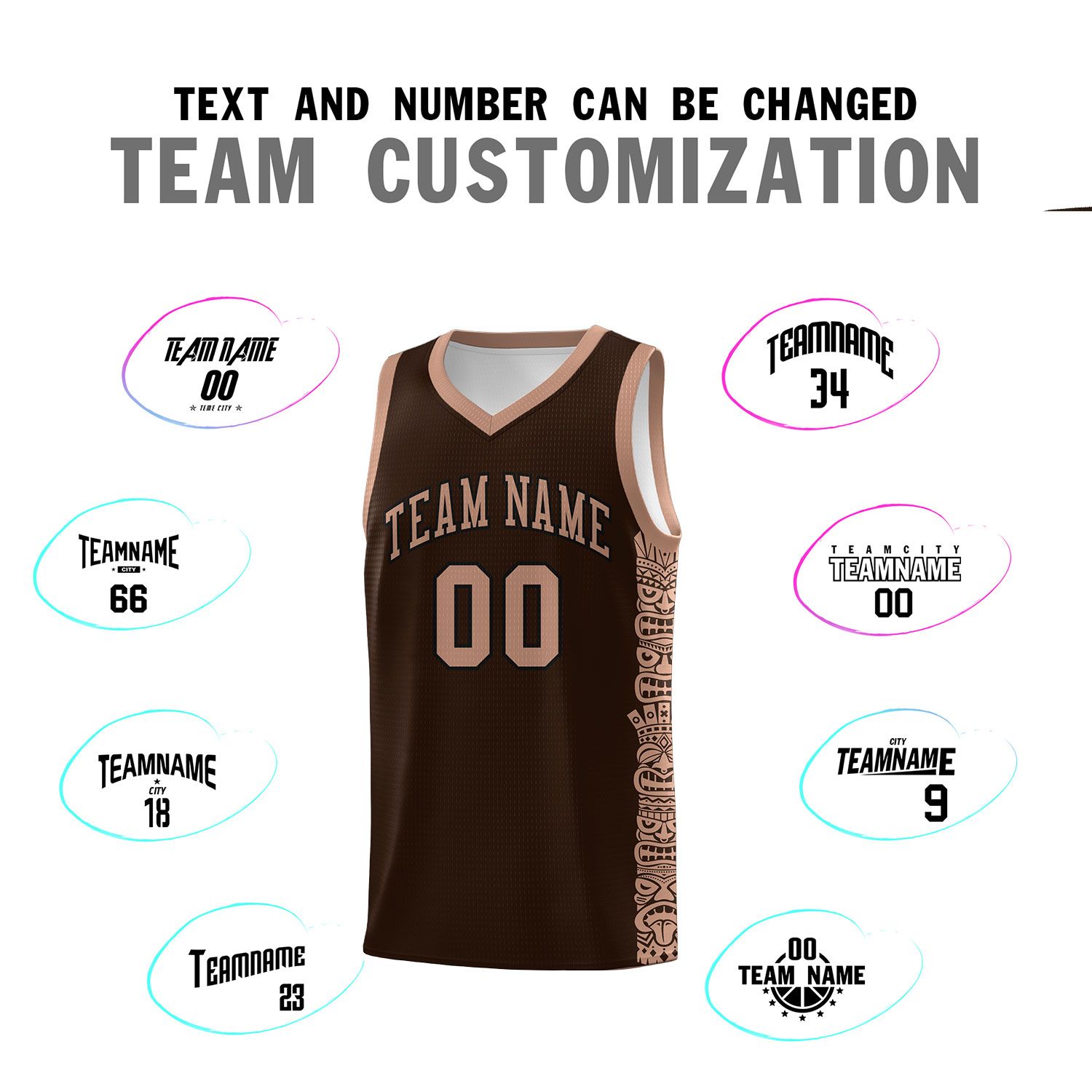 Custom Brown Teabrown Personalized Indians Pattern Sets Sports Uniform Basketball Jersey