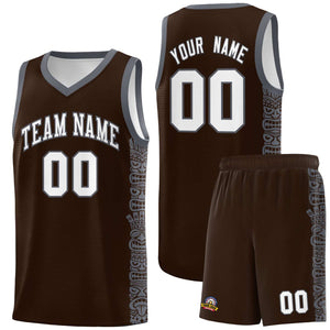 Custom Brown Dark Gray Personalized Indians Pattern Sets Sports Uniform Basketball Jersey