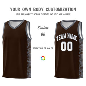 Custom Brown Dark Gray Personalized Indians Pattern Sets Sports Uniform Basketball Jersey