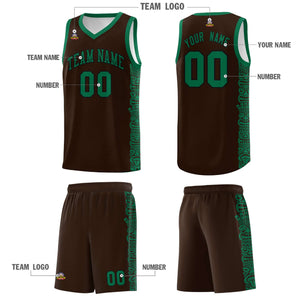 Custom Brown Kelly Green Personalized Indians Pattern Sets Sports Uniform Basketball Jersey