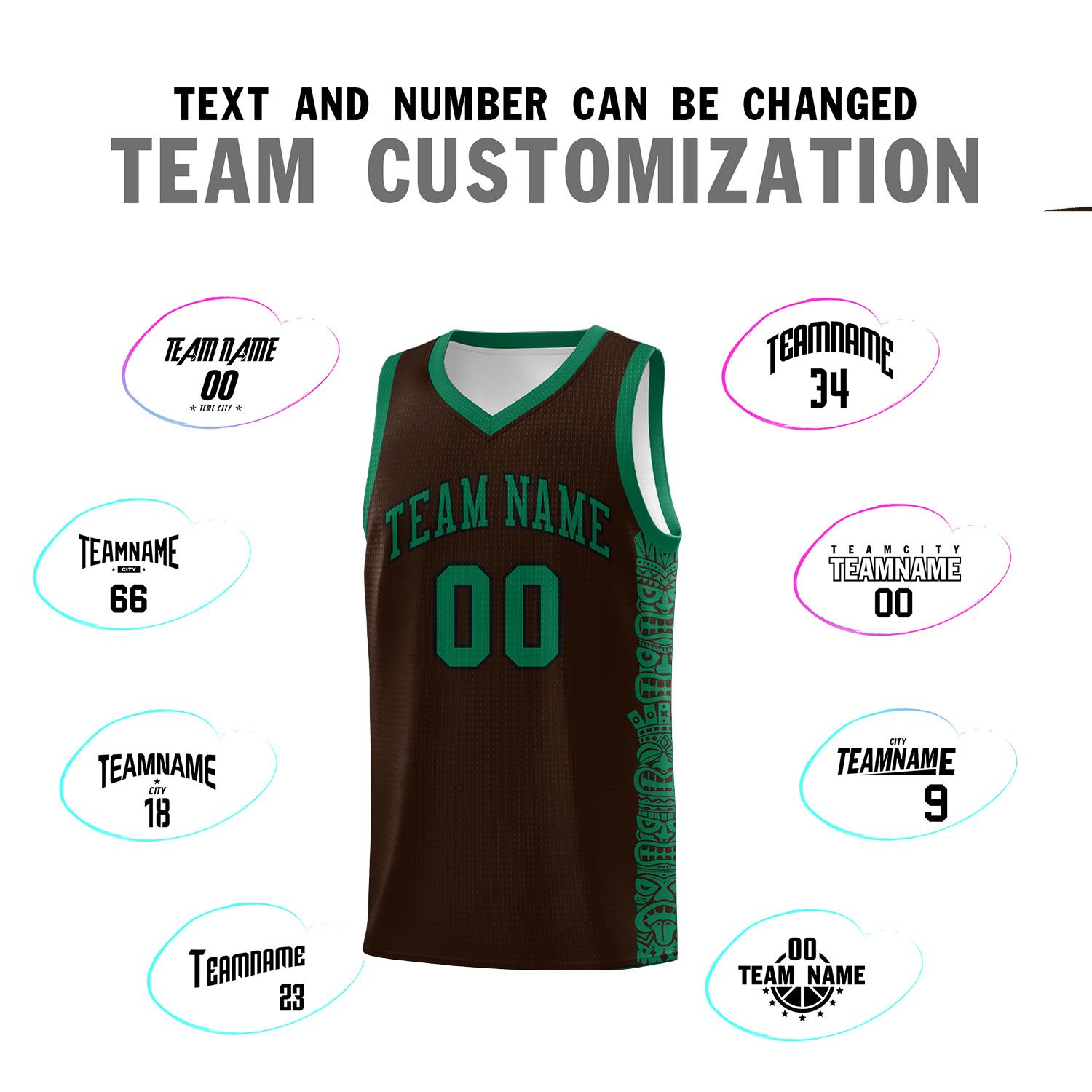 Custom Brown Kelly Green Personalized Indians Pattern Sets Sports Uniform Basketball Jersey