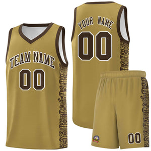 Custom Desert Yellow Brown Personalized Indians Pattern Sets Sports Uniform Basketball Jersey