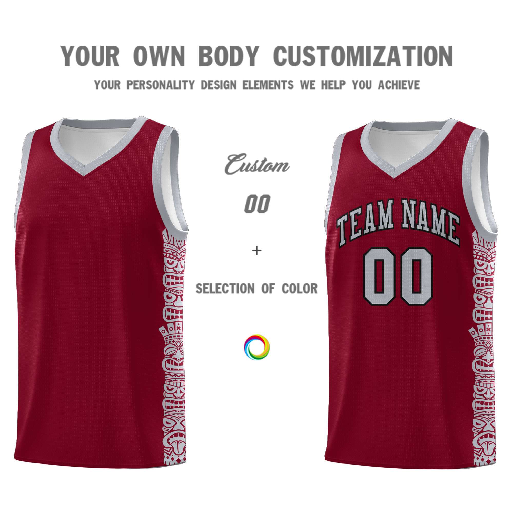 Custom Crimson Gray Personalized Indians Pattern Sets Sports Uniform Basketball Jersey