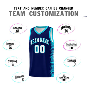 Custom Navy Sky Blue Personalized Indians Pattern Sets Sports Uniform Basketball Jersey