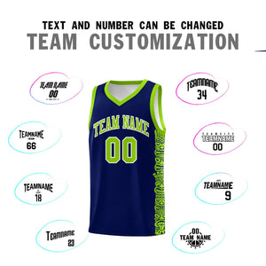 Custom Navy Neon Green Personalized Indians Pattern Sets Sports Uniform Basketball Jersey