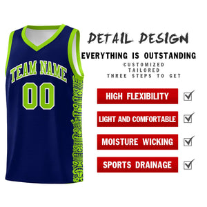 Custom Navy Neon Green Personalized Indians Pattern Sets Sports Uniform Basketball Jersey