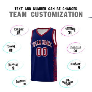 Custom Navy Crimson Personalized Indians Pattern Sets Sports Uniform Basketball Jersey