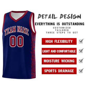 Custom Navy Crimson Personalized Indians Pattern Sets Sports Uniform Basketball Jersey