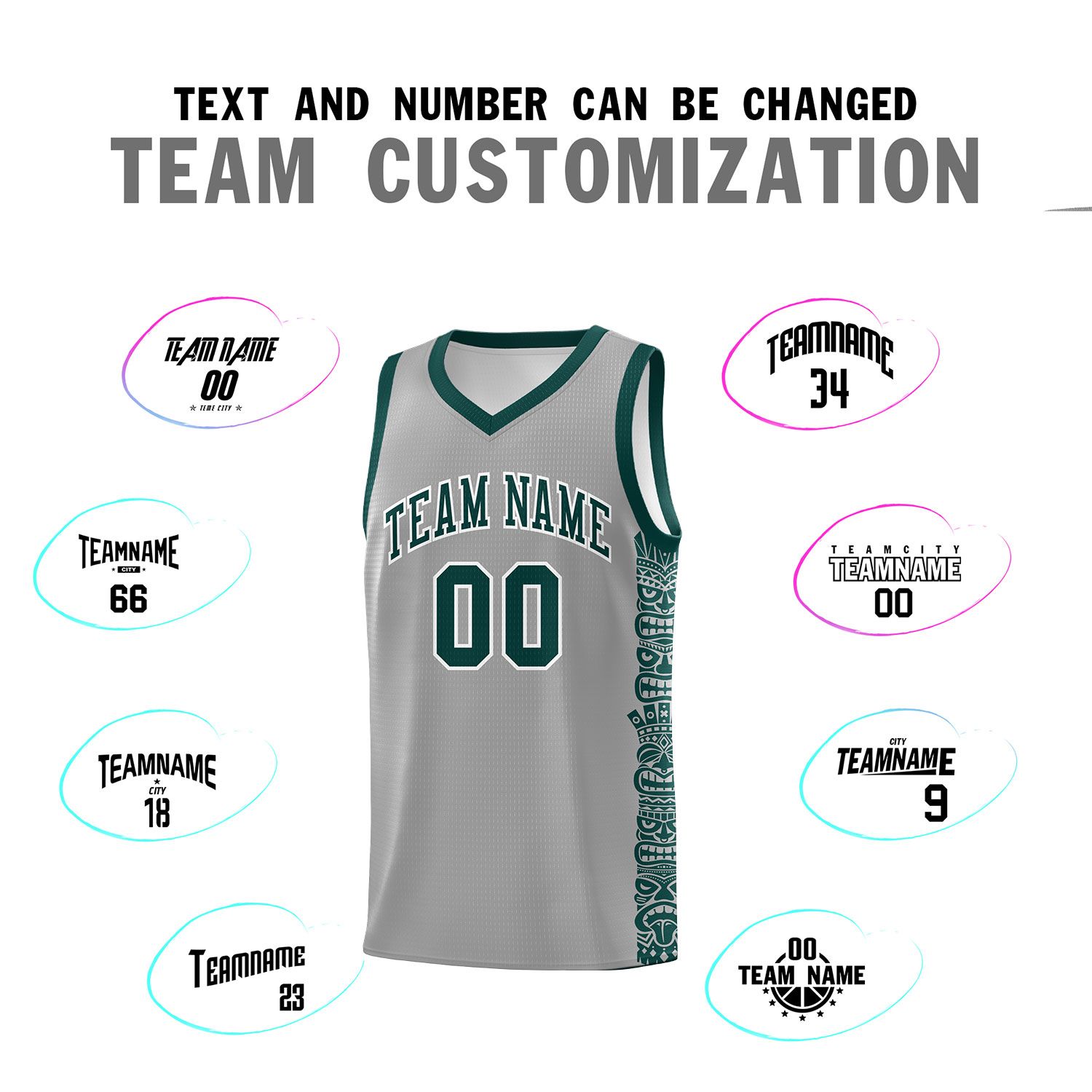 Custom Gray Midnight Green Personalized Indians Pattern Sets Sports Uniform Basketball Jersey