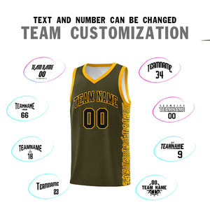 Custom Olive Yellow Personalized Indians Pattern Sets Sports Uniform Basketball Jersey