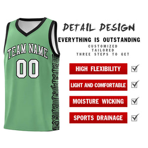 Custom Green Black Personalized Indians Pattern Sets Sports Uniform Basketball Jersey