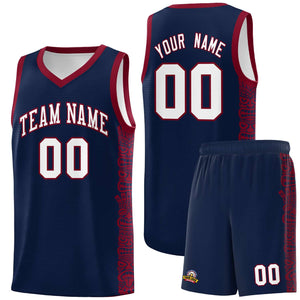 Custom Navy Crimson Personalized Indians Pattern Sets Sports Uniform Basketball Jersey