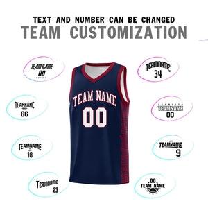 Custom Navy Crimson Personalized Indians Pattern Sets Sports Uniform Basketball Jersey