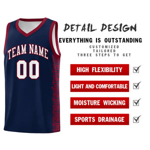 Custom Navy Crimson Personalized Indians Pattern Sets Sports Uniform Basketball Jersey