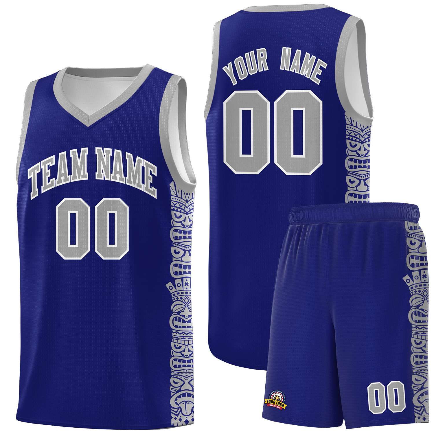 Custom Royal Gray Personalized Indians Pattern Sets Sports Uniform Basketball Jersey