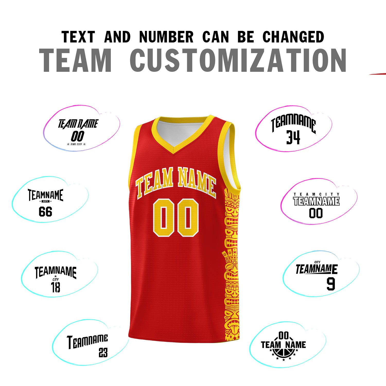 Custom Red Gold Personalized Indians Pattern Sets Sports Uniform Basketball Jersey