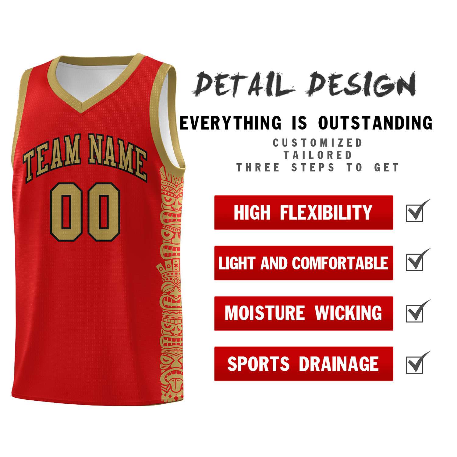 Custom Red Desert Yellow Personalized Indians Pattern Sets Sports Uniform Basketball Jersey