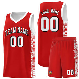 Custom Red White Personalized Indians Pattern Sets Sports Uniform Basketball Jersey