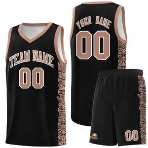 Custom Black Teabrown Personalized Indians Pattern Sets Sports Uniform Basketball Jersey