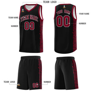 Custom Black Crimson Personalized Indians Pattern Sets Sports Uniform Basketball Jersey