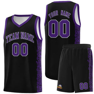 Custom Black Purple Personalized Indians Pattern Sets Sports Uniform Basketball Jersey