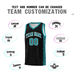 Custom Black Aqua Personalized Indians Pattern Sets Sports Uniform Basketball Jersey