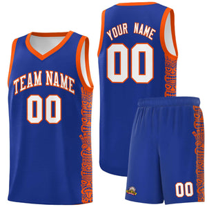 Custom Royal Orange Personalized Indians Pattern Sets Sports Uniform Basketball Jersey