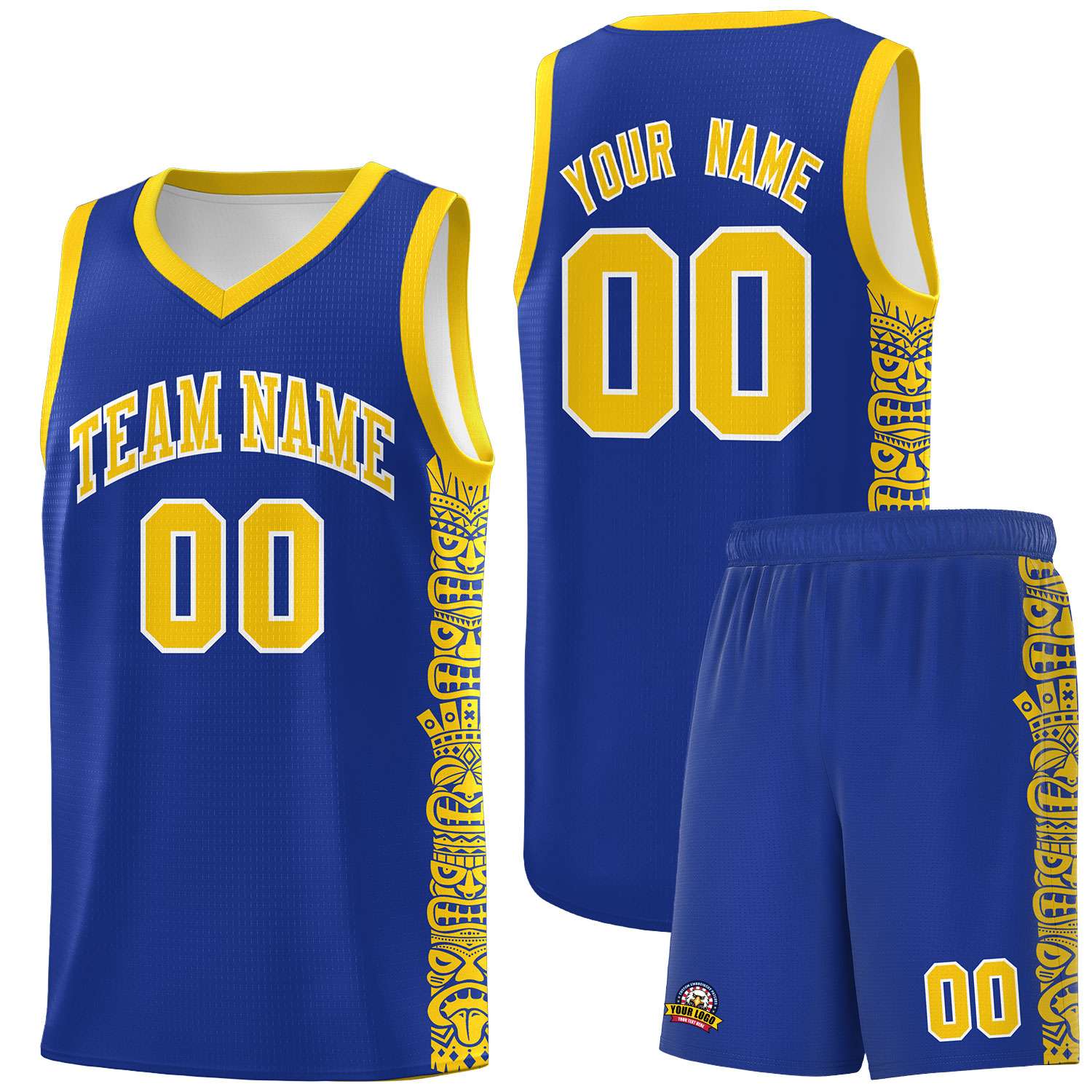 Custom Royal Gold Personalized Indians Pattern Sets Sports Uniform Basketball Jersey