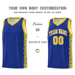 Custom Royal Gold Personalized Indians Pattern Sets Sports Uniform Basketball Jersey